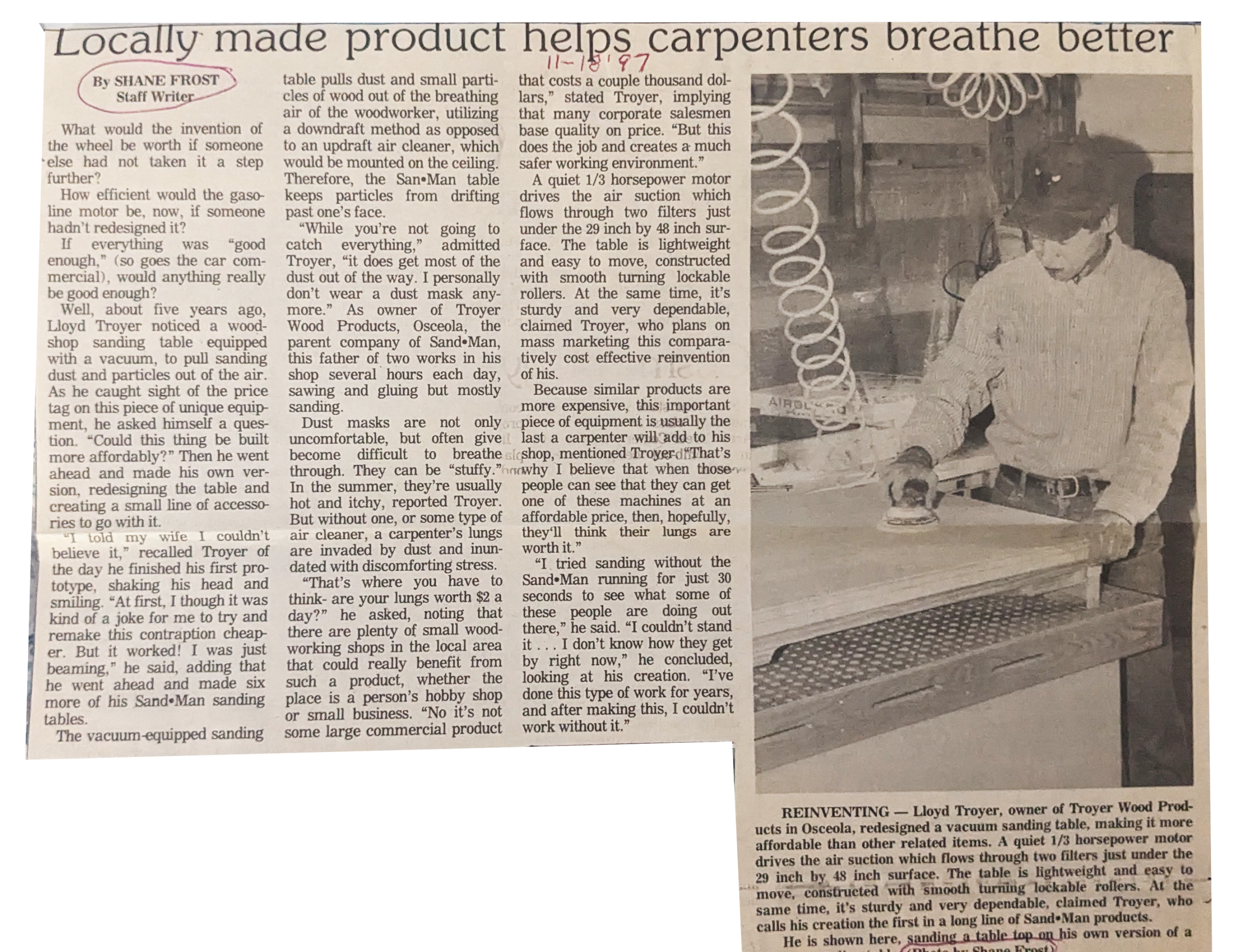 1997 Article on SANDMAN Products 1997 Article on SANDMAN Products